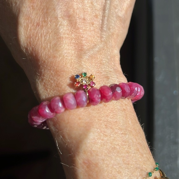 Sydney Evan mystic red moonstone with marquis evil eye bracelet - Picture 4 of 5